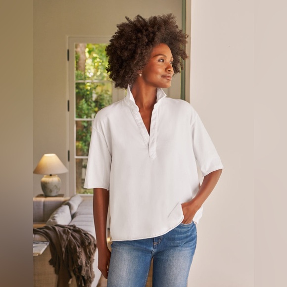 Frank & Eileen Patty Short-Sleeve Popover Henley Small white cotton minimalist - Picture 4 of 13